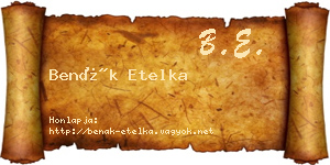 Benák Etelka névjegykártya